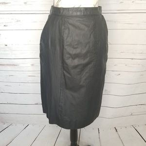 ERENA Black Genuine Leather Skirt 10 Petite